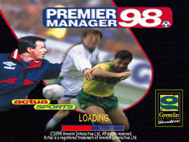 Premier Manager 98 title screen for Playstation